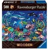 Image de Puzzle en bois Monde marin coloré 500 pièces robustes et naturelles, dont 40 éléments décoratifs en bois. Qualité supérieure - Pour enfants