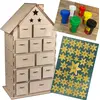 Image de Pack DIY complet calendrier de l'Avent maison en bois avec peinture et décorations
