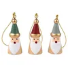 Image de 3 Pères Noël En Bois À Suspendre Rouge, Gris, Vert - 2 X 3,5 Cm