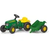 Image de rolly toys Kid Tracteur à pédales avec remorque John Deere, dimensions : 134x47x52 cm ; 01 219 0