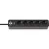 Image de Steckdosenl. Ecolor 5-fach schwarz/schwarz Schalter 1,5m