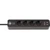 Image de brennenstuhl® 1153240006 Multiprise Ecolor 4 prises avec 2 prises de charge USB (multiprise USB avec interrupteur et câble de 1,5 m)