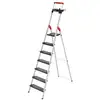 Image de Hailo   Escabeau Pliable En Aluminium 7 Marches Xxl   Hauteur De Travail 3m50   Garde-corps Télescopique   Plateforme Antidérapante