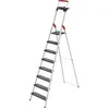 Image de Hailo   Escabeau De Sécurité Pliable Aluminium 8 Marches Larges   Garde-corps Télescopique   Plateforme Antidérapante   Hauteur Max 3m70
