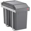 Image de Poubelle de tri encastrable 30 L sous évier - 2 bacs 15 L - gris anthracite