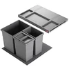 Image de Système Hailo Allegro 3 bacs à déchets, poubelle de cuisine encastrable, tiroir de 60 cm