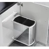 Image de Corbeille de tri sélectif HAILO 16 (2x8) litres DUO-3416, à partir d'une largeur d'armoire de 45 cm, acier inoxydable/blanc