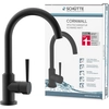 Image de SCHÜTTE CORNWALL mélangeur de cuisine, mélangeur de cuisine avec fonction d'économie d'énergie, mitigeur monocommande bec orientable 360°, noir mat