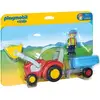 Image de PLAYMOBIL 1.2.3 - 6964 - Fermier avec Tracteur et Remorque - Neuf