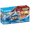 Image de PLAYMOBIL 70489 Rescue Action Shark Attack Rescue Jetski Bouée de sauvetage Requin Planche de surf Figurines 14 pièces Set de jeu