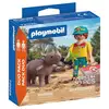 Image de Figurine Playmobil 72025 Duo Soigneur et rhinocéros 10 pièces Gris/Marron - Neuf