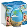 Image de Playset Playmobil 72101 2-en-1 Beach Holiday Egg 26 pièces, 2 figurines, tortue et accessoires Bleu et jaune - Neuf