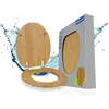 Image de WENKO Siège de WC Bambou Foncé Couvercle WC Lunettes de WC Salle de bains WC invités