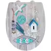 Image de Abattant Wc Wenko Thermoplast Multicolore Design, Silencieux, Haut De Gamme, Facile À Nettoyer, Démontable Avec Easy Close Et Fix-clip Hygiene, 36,5x45 Cm, Fond Gris Avec Motif Mer