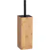 Image de Brosse Wc Padua Wenko Porte Brosse Wc Fermé, Design Industriel, Tête De Brosse Remplaçable 6,5cm, Bambou Et Acier, 10x38x10cm, Bambou Et Noir