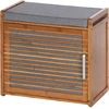 Image de Wenko - Banc D'Entrée Et Meuble À Chaussures Bois Bahari Rangement Chaussure 2 Étagères 4 Paires De Chaussures,assise Rembourée, Bambou Polyester, 50x45x33cm, Gris-marron