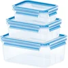 Image de EMSA Clip & Close Set de 3 boîtes de conservation, 0,55 / 1,0 / 2,3 L, 508566, couleur : bleu