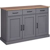 Image de Forenzo buffet 3 portes, 3 tiroirs gris, naturel.