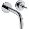 Image de Robinet mitige pour lavabo, encastré dans le mur, avec bec de 165 mm et rosaces, finition chrome (modèle AXOR Uno)
