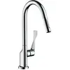 Image de Robinet de cuisine monocommande AXOR Citterio, modèle 250, avec douchette extractible, finition chrome
