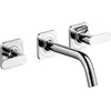Image de Robinet de lavabo encastré AXOR Citterio, modèle 3 trous, pour montage mural, avec un bec de 166 mm, des leviers et des rosaces, finition chrome