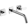 Image de Robinet de lavabo encastré AXOR Citterio, modèle 3 trous, pour montage mural, avec un bec de 226 mm, des leviers et des rosaces, finition chrome