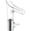 Image de Robinet de lavabo monocommande AXOR Starck V, modèle 140, avec bec en verre et bonde, finition chrome