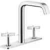 Image de Robinet de lavabo AXOR Citterio E, 3 trous, modèle 170, avec plaque de fixation et système de vidange à tirette, finition chrome