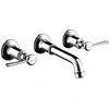 Image de Robinet de lavabo encastré AXOR Montreux, 3 trous, pour montage mural, avec bec de 165 à 225 mm et leviers, finition nickel brossé