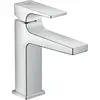 Image de Mitigeur de lavabo à levier unique Hansgrohe Metropol 110 CoolStart, avec levier et système de bonde à poussoir, finition chrome