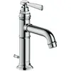 Image de Robinet à levier unique AXOR Montreux pour lavabo, modèle 100, avec levier et système de bonde à coulisse, finition chrome