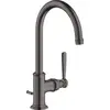 Image de Robinet à levier unique AXOR Montreux pour lavabo, modèle 210, avec levier et système de bonde à coulisse, finition noir chromé brossé