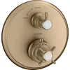 Image de AXOR Montreux : robinet thermostatique encastré avec levier croisé et vanne de blocage, finition bronze brossé