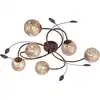Image de Plafonnier - jaune doré - marron - acier - 6 flammes - 66 x 68 cm