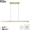 Image de Lustre LED avec télécommande PURE-MOTO-RISE, bois clair, 13 W, nuances de blanc, 4680 lm, métal, dimensions : 240 x 200 x 8,2 cm, IP20, Paul Neuhaus