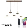 Image de Lampe suspendue PAUL NEUHAUS Q-ROTATE, 5 branches, brun foncé, hauteur réglable, ZigBee, 2700-5000 K, réf. 2249-34