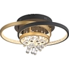 Image de Lampe de plafond LED Paul Neuhaus en cristal, dimmable via un interrupteur mural, décorative, noir/laiton, pour salon, couloir, chambre à coucher
