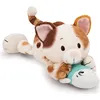 Image de Nici Doudou chat porte-bonheur avec poisson couché 30 cm Chat en peluche