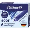 Image de Cartouche d'encre Pelikan 4001, TP/6, bleu roi, effaçable, 6 pièces