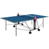 Image de Table de ping-pong d'intérieur compacte SPONETA, pliable, montée sur roulettes, bleu et noir, épaisseur 16 mm, structure en acier de 25 mm, protection anticorrosion, avec filet