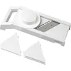 Image de GSD Coupe-légumes universel 3 en 1 en plastique avec 3 inserts, couleur blanche, lames en acier inoxydable