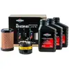 Image de Kit D'Entretien Pour Autoportées Série 4, Modèle 31 Briggs & Stratton. Composé De Trois Bidons D'Huile De 0,6 L Sae30, D'Un Filtre À Air, D'Un Filtre À Huile Et D'Une Bougie. ( Origine : 992243 )