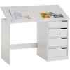 Image de Idimex   Bureau Enfant Inclinable En Pin Massif Blanc   4 Tiroirs   Dimensions 76x114x55 Cm (h X L X P)   Plateau Ajustable De 0° À 25°