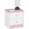 Image de Idimex - Table De Chevet En Pin Rondo 2 Tiroirs, Lasuré Blanc/rose