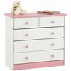 Image de Idimex - Commode En Pin Rondo, 2+3 Tiroirs, Lasuré Blanc Et Rose