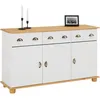 Image de Idimex - Buffet Salon Colmar L 134 Cm Bois Massif, Blanc Et Brun