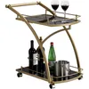 Image de Chariot De Service Evo, En Métal Doré Et Plateaux En Verre Trempé Noir