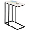 Image de Idimex - Table D'Appoint Rectangulaire Debora, En Métal Noir Et Décor Blanc Mat