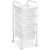 Image de Caisson Sur Roulettes Gina Chariot Avec 4 Tiroirs En Plastique Blanc Transparent Et 1 Étagère, Rangement Salle De Bain Métal Blanc