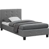 Image de Idimex - Lit Simple Tico, 90 X 190 Cm, Capitonné Avec Sommier, Revêtement En Tissu Gris
